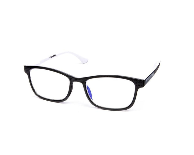 Rectangle Black Matt WITH WHITE ANTI Blue LIGHT COMPUTER GLASSES