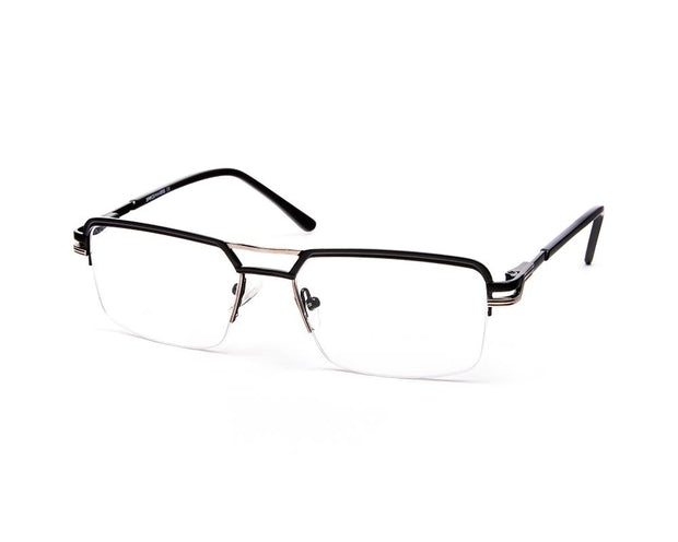 Specsmakers - Unisex DB Rectangle Half Frame - Black Matt SILVER - ANF30358 - (LENSES INCLUDED)*