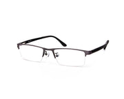 Specsmakers - Unisex Rectangle Half Frame - Grey Metallic Shine BLACK - PEC88308 - (LENSES INCLUDED)*