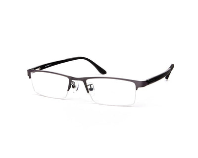 Specsmakers - Unisex Rectangle Half Frame - Grey Metallic Shine BLACK - PEC88308 - (LENSES INCLUDED)*