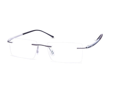 Rectangle Grey Metallic Shine WITH BLACK Rimless Frame - (LENSES INCLUDED)*