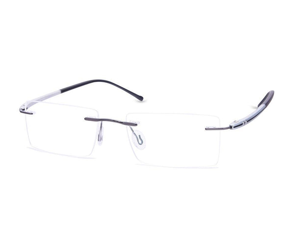 Rectangle Grey Metallic Shine WITH BLACK Rimless Frame - (LENSES INCLUDED)*