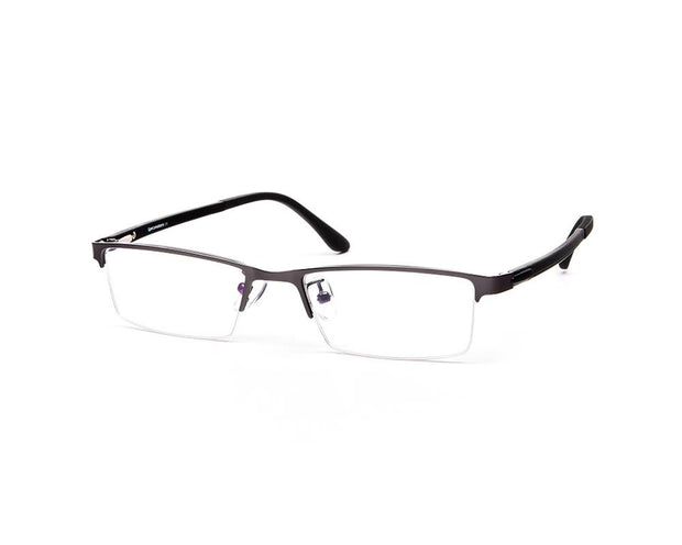 Specsmakers - Unisex Rectangle Half Frame - Grey Metallic Shine BLACK - PEC88311 - (LENSES INCLUDED)*
