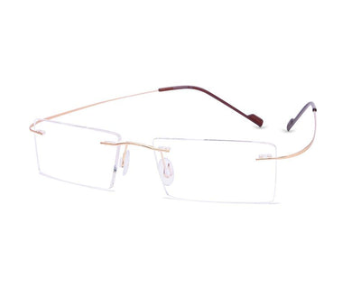 Rectangle Gold Shine WITH Gold Rimless Metal - (LENSES INCLUDED)*