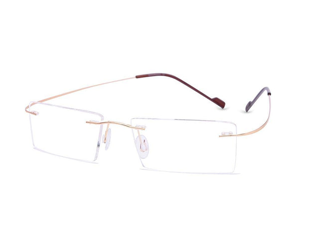 Rectangle Gold Shine WITH Gold Rimless Metal - (LENSES INCLUDED)*