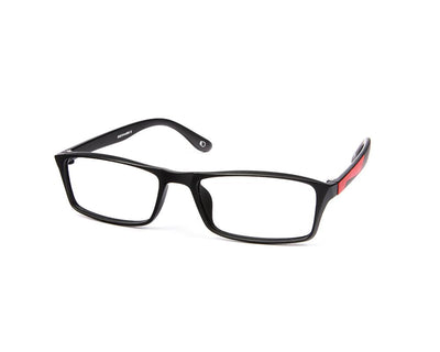 SHELL  - FULL FRAME - UNISEX - BLACK MATT - RED - RECTANGLE - (Lenses Included)*