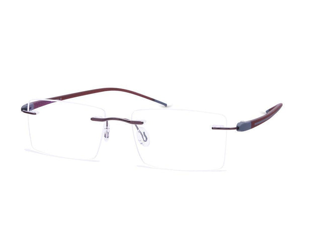 Rectangle Brown Shine WITH Brown Rimless Metal - (LENSES INCLUDED)*