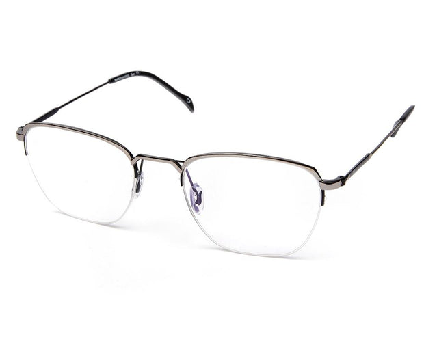 Specsmakers - Unisex Square Half Frame - Grey Metallic Shine Black- AMO2418 - (LENSES INCLUDED)*