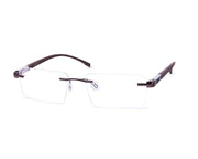 Rectangle Brown Shine WITH BLACK Rimless Metal - (LENSES INCLUDED)*