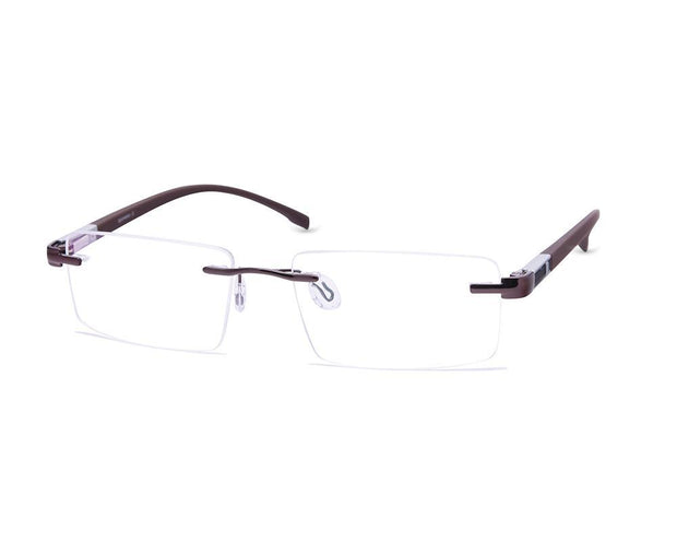 Rectangle Brown Shine WITH BLACK Rimless Metal - (LENSES INCLUDED)*