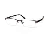 Specsmakers - Unisex Rectangle Half Frame - Grey Metallic Shine BLACK - PEC88324 - (LENSES INCLUDED)*