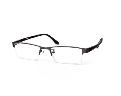 Specsmakers - Unisex Rectangle Half Frame - Grey Metallic Shine BLACK - PEC88324 - (LENSES INCLUDED)*