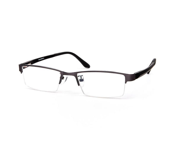Specsmakers - Unisex Rectangle Half Frame - Grey Metallic Shine BLACK - PEC88324 - (LENSES INCLUDED)*