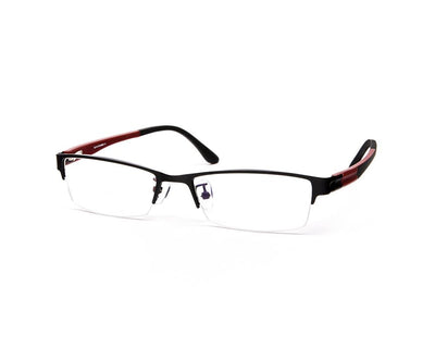 Specsmakers - Unisex Rectangle Half Frame - Black Matt Red - PEC88315 - (LENSES INCLUDED)*