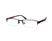 Specsmakers - Unisex Rectangle Half Frame - Black Matt Red - PEC88321 - (LENSES INCLUDED)*