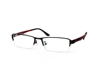 Specsmakers - Unisex Rectangle Half Frame - Black Matt Red - PEC88321 - (LENSES INCLUDED)*