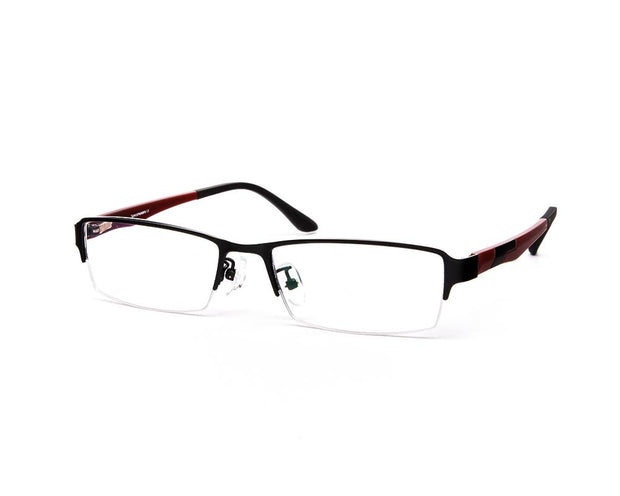 Specsmakers - Unisex Rectangle Half Frame - Black Matt Red - PEC88321 - (LENSES INCLUDED)*
