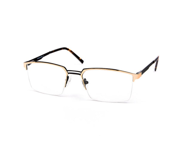 Specsmakers - Unisex DB Rectangle Half Frame - Gold Shine BLACK - ANF30348 - (LENSES INCLUDED)*
