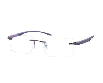 Rectangle Grey Metallic Shine WITH Grey Rimless Frame - (LENSES INCLUDED)*