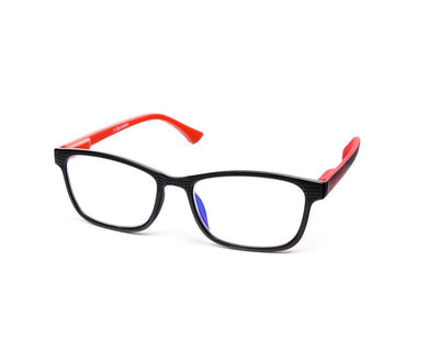 Rectangle Black Matt WITH Red ANTI Blue LIGHT COMPUTER GLASSES