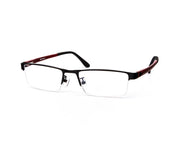 Specsmakers - Unisex Rectangle Half Frame - Black Matt Red - PEC88323 - (LENSES INCLUDED)*