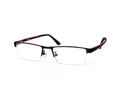 Specsmakers - Unisex Rectangle Half Frame - Black Matt Red - PEC88323 - (LENSES INCLUDED)*