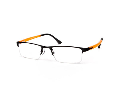 Specsmakers - Unisex Rectangle Half Frame - Black Matt ORANGE - PEC88308 - (LENSES INCLUDED)*