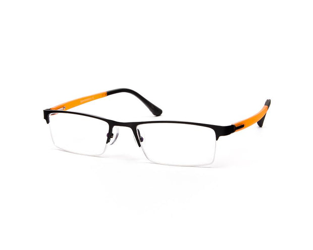 Specsmakers - Unisex Rectangle Half Frame - Black Matt ORANGE - PEC88308 - (LENSES INCLUDED)*
