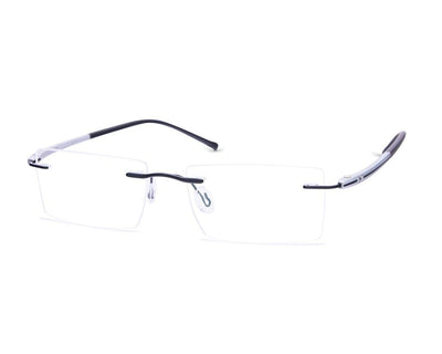 Rectangle Black Shine WITH BLACK Rimless Metal - (LENSES INCLUDED)*