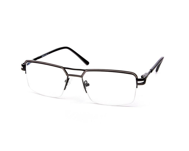 Specsmakers - Unisex DB Rectangle Half Frame - Grey Metallic Shine BLACK - ANF30358 - (LENSES INCLUDED)*
