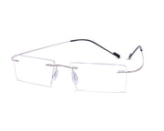Rectangle Silver Shine WITH SILVER Rimless - (LENSES INCLUDED)*