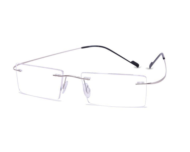 Rectangle Silver Shine WITH SILVER Rimless - (LENSES INCLUDED)*