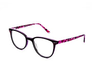 Round Black Shine with BLACK ACETATE Full Frame AMI5003 - Specsmakers