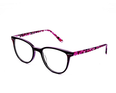 Round Black Shine with BLACK ACETATE Full Frame AMI5003 - Specsmakers