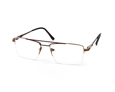 Specsmakers - Unisex DB Rectangle Half Frame - Gold Shine Brown - ANF30413 - (LENSES INCLUDED)*