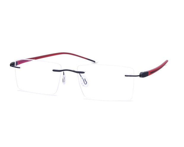 Rectangle Black Shine WITH Red Rimless Metal - (LENSES INCLUDED)*