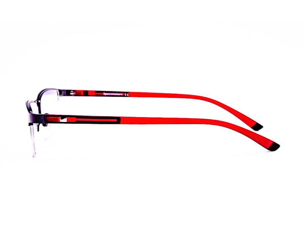 Rectangle Grey Metallic WITH Red Half Frame AME1701 - Specsmakers