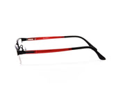 Specsmakers - Unisex Rectangle Half Frame - Black Matt Red - PEC88307 - (LENSES INCLUDED)*