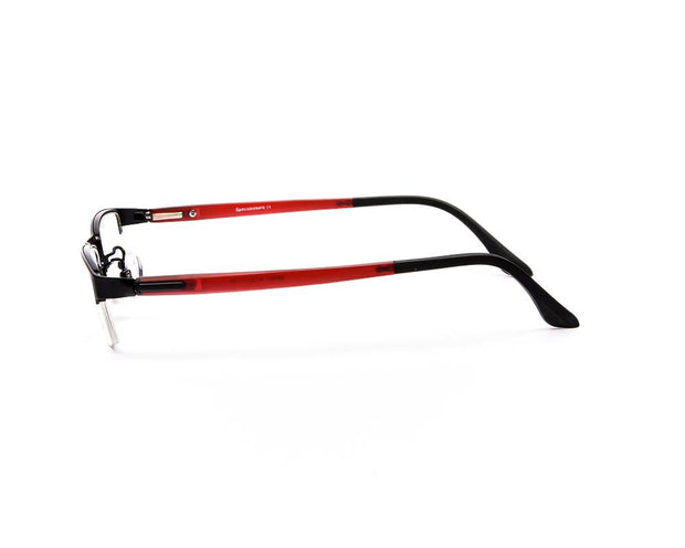 Specsmakers - Unisex Rectangle Half Frame - Black Matt Red - PEC88307 - (LENSES INCLUDED)*