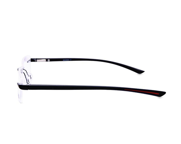 Rectangle Black Matt WITH BLACK Rimless Metal - (LENSES INCLUDED)*