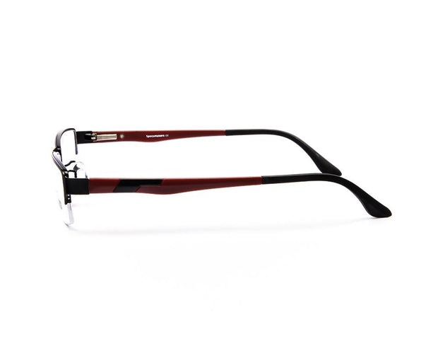 Specsmakers - Unisex Rectangle Half Frame - Black Matt Red - PEC88321 - (LENSES INCLUDED)*