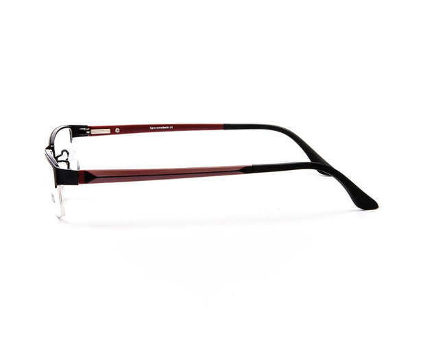 Specsmakers - Unisex Rectangle Half Frame - Black Matt Red - PEC88324 - (LENSES INCLUDED)*