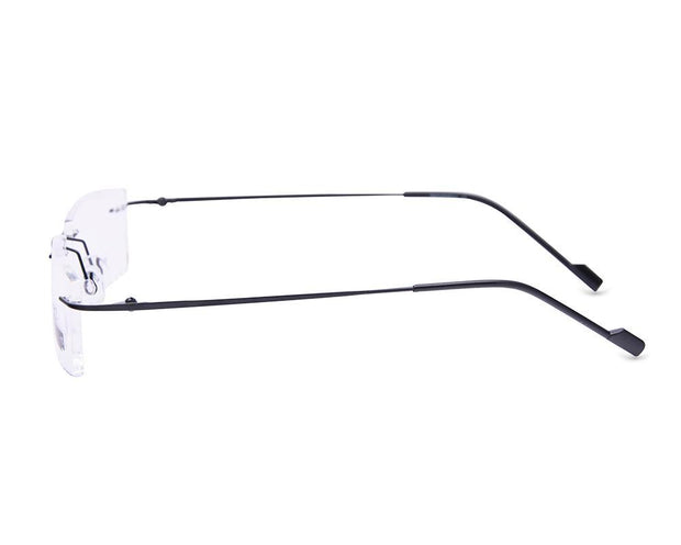 Rectangle Black Shine WITH BLACK Rimless Metal - (LENSES INCLUDED)*