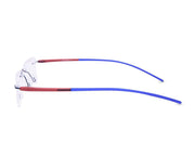 Rectangle Blue Shine WITH Red Rimless Metal - (LENSES INCLUDED)*