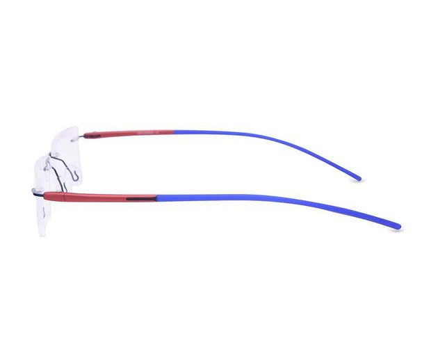 Rectangle Blue Shine WITH Red Rimless Metal - (LENSES INCLUDED)*