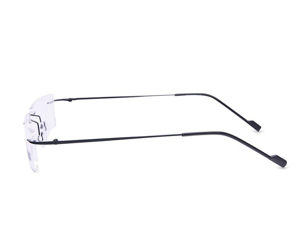 Rectangle Black Shine WITH BLACK Rimless Metal - (LENSES INCLUDED)*