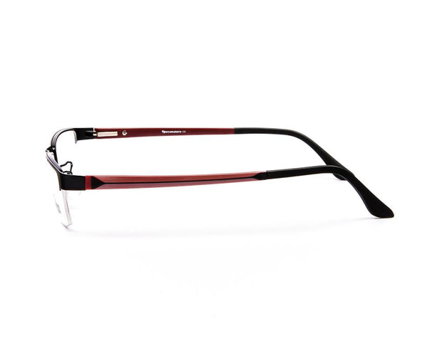 Specsmakers - Unisex Rectangle Half Frame - Black Matt Red - PEC88323 - (LENSES INCLUDED)*