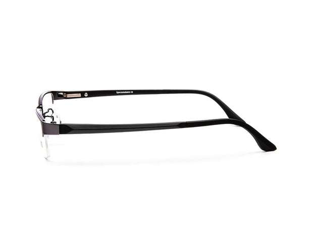 Specsmakers - Unisex Rectangle Half Frame - Grey Metallic Shine BLACK - PEC88324 - (LENSES INCLUDED)*