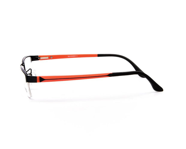 Specsmakers - Unisex Rectangle Half Frame - Black Matt ORANGE - PEC88323 - (LENSES INCLUDED)*