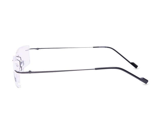 Rectangle Grey Metallic Shine WITH Grey Metallic Rimless Frame - (LENSES INCLUDED)*